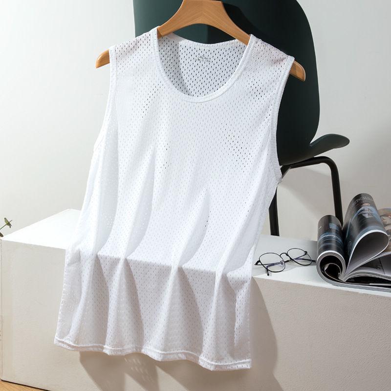 Men s Quick-Dry Sleeveless Ice Silk Mesh Vest, Plus Size, Breathable & Ultra-Thin L