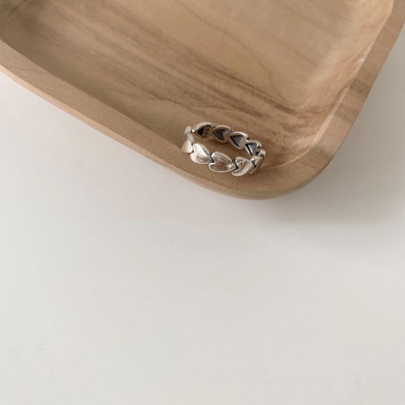 

Chic 925 Pure Silver Heart Design Open Ring For Young Women Fashionable Jewelry J406