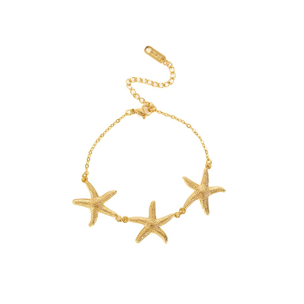 Seaside Light Luxury Resort Bracelet Stainless Steel High-End Shell Starfish Bracelet Adjustable Temperament Jewelry