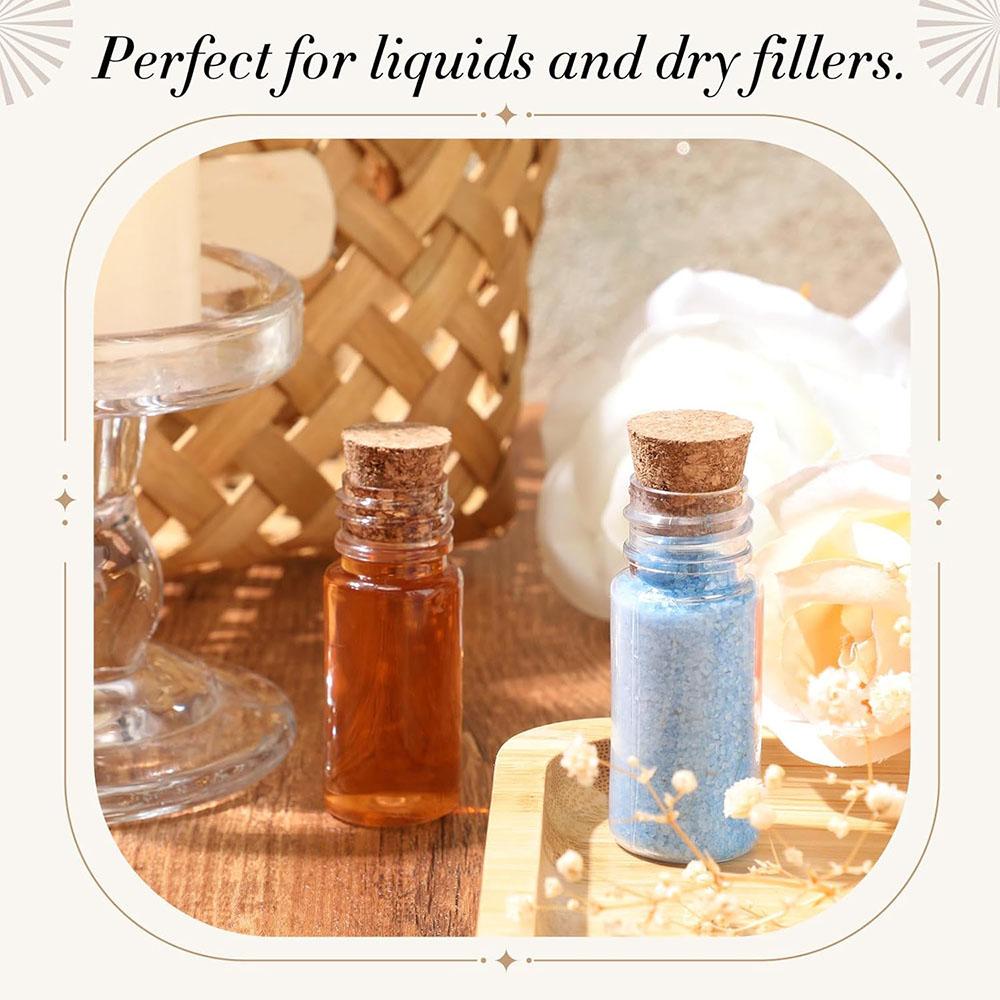 10ml Mini Plastic Bottles with Corks Tiny Clear Sand Art Bottles Wishing Vial for Wedding Birthday Party Decoration DIY Crafts