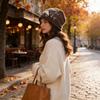 Autumn Winter Knit Beanie Hat For Women With Letter Pattern Warm Headgear For Street Style