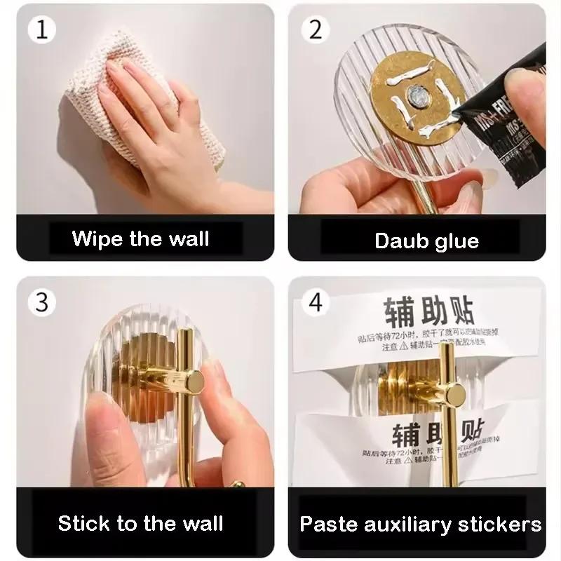 2 STÜCKE Selbstklebende Wandhaken Wasserdichte Handtuchhaken Acryl Für Badezimmer Dusche Heimorganisation Für Luxusdesign Starker Halt