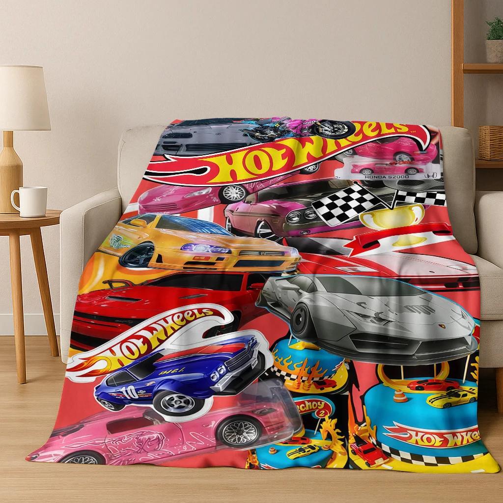 Cartoon Hot Wheels Spielzeug Rennwagen Kunst Flanelldecke, Gemütliche Weiche Überwurfdecke für Zuhause Schlafzimmer Bett Sofa Picknick Abdeckung Kindergeschenk