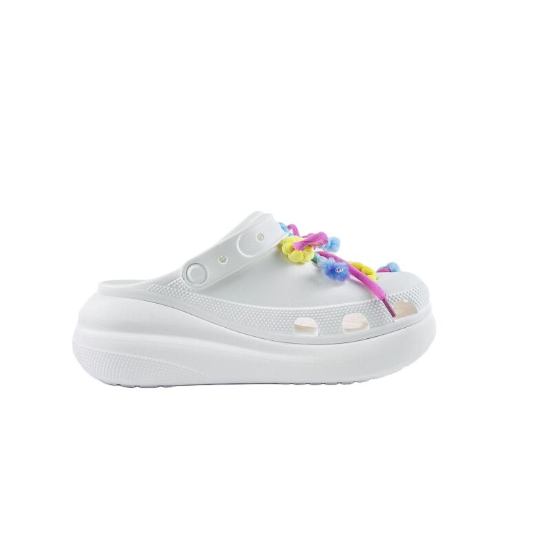 Crocs Crush Clog EVA Colourful Fleece Rope Fashion and Versatile Casual Personality Design Hole Shoes Unisex White