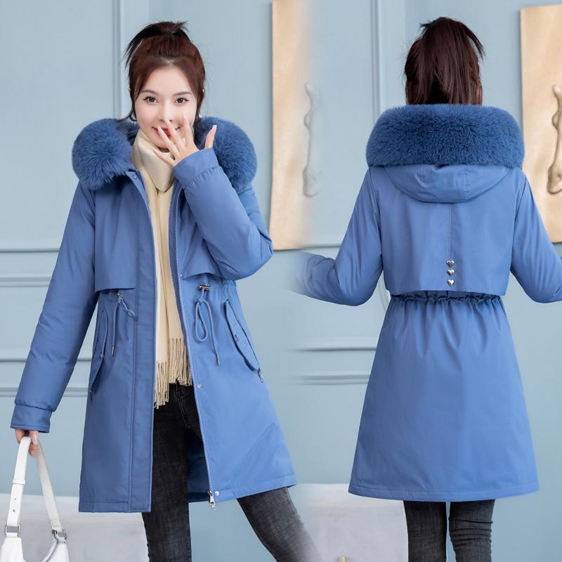 Women's Mid-Length Velvet-Enhanced Parka, Plus-Size Winter Cotton Coat, Trendy Padded Jacket.