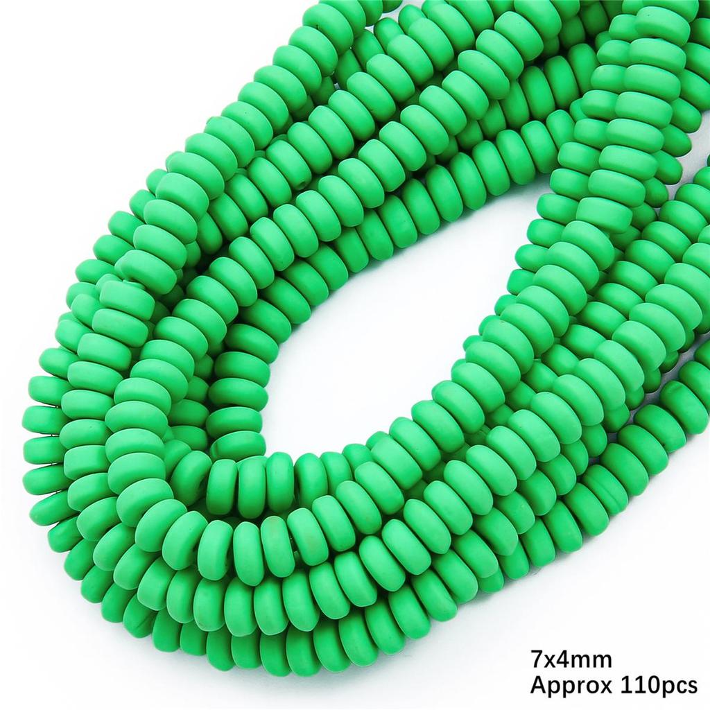 110pcs 7x4mm Flat Round Polymer Resin Clay Disk Handmade Beads For DIY Jewelry Making
