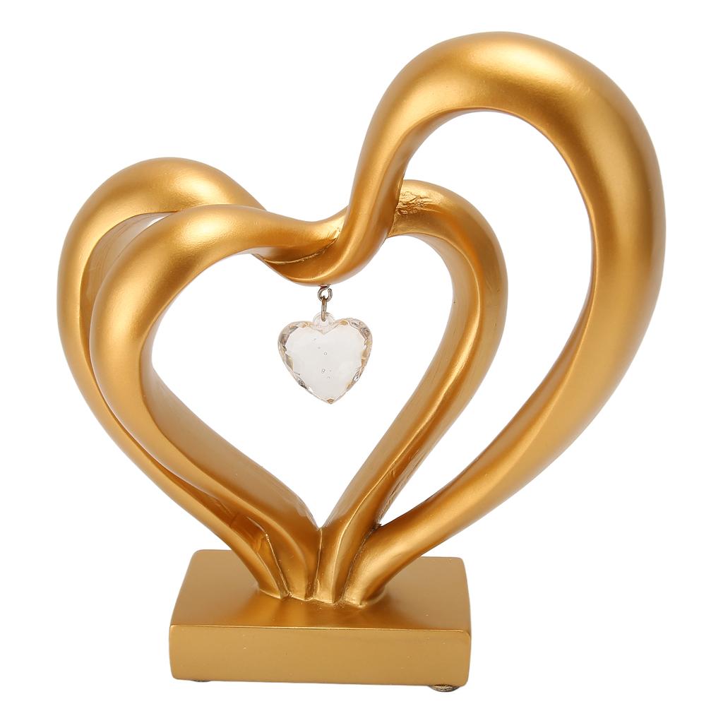 Sculpture Double Cœur Résine Statues Cœur Romantique Sculpture d'Amour pour Couple Statue d'Amour Statues Cœur Mariage Anniversaire