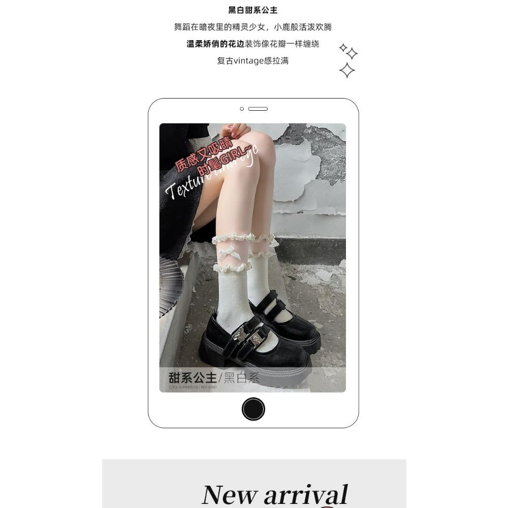 Socks Women's Tube Socks Spring and Autumn Cute Bow Summer Jk Lolita Lolita Mary Jean Shoes Lace Lace