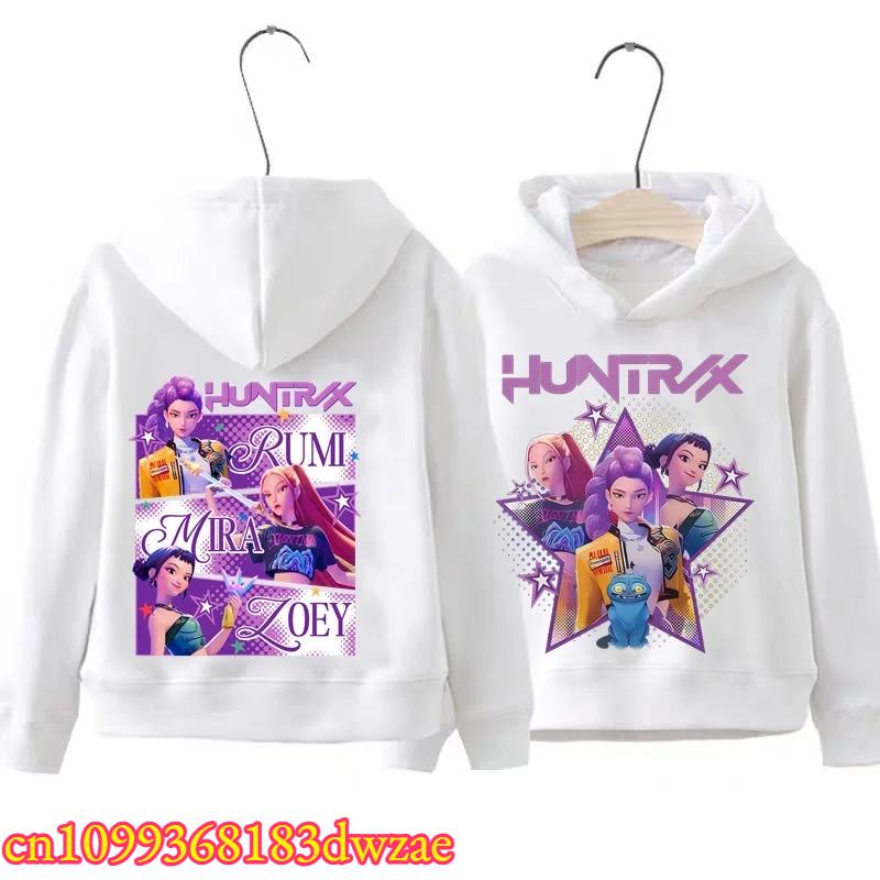 KPop Demon Hunters Front Back Print Boys Girls Hooded Sweatshirt Children's Fall Winter Casual Fashion Warm Pullover Sweatshirt