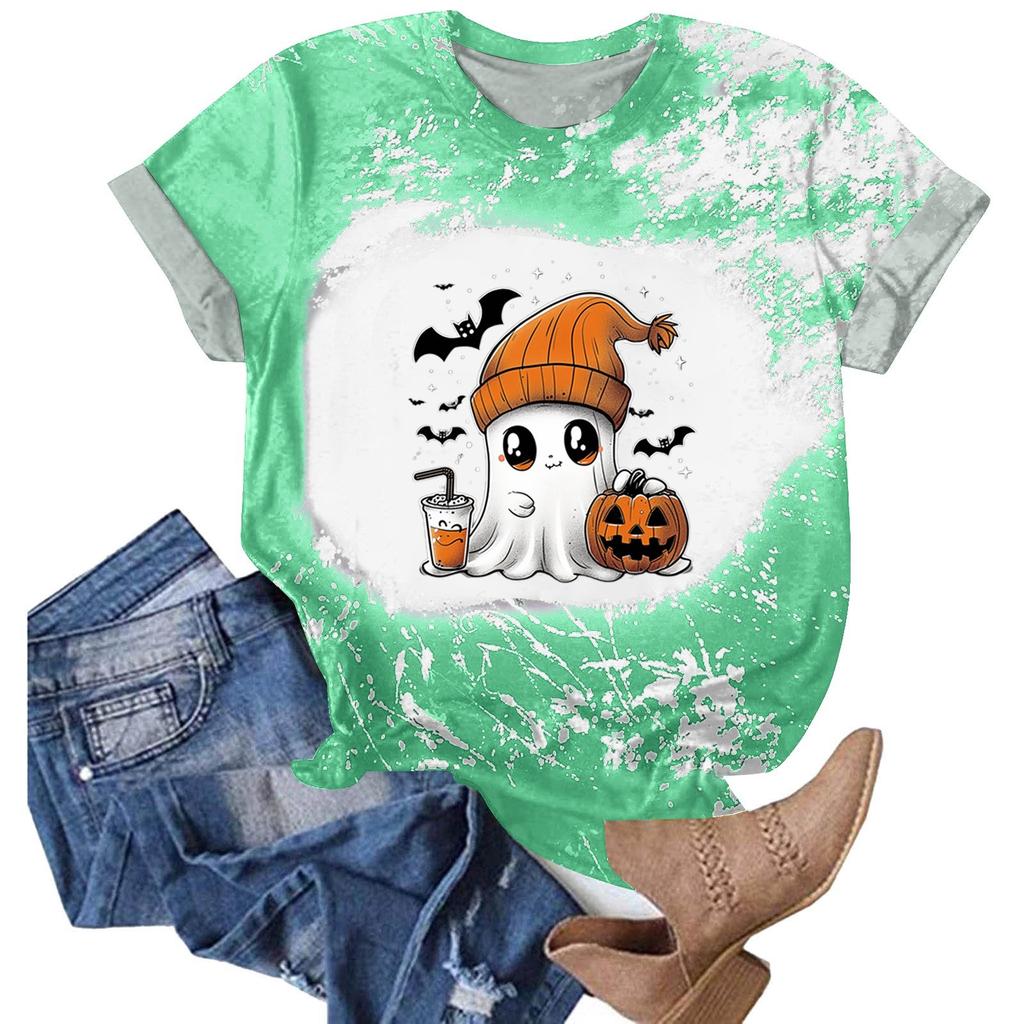 Halloween Shirts for Women Cute Shirt Fall Tshirt Gradient Graphic Tees Casual Short Sleeve Tops