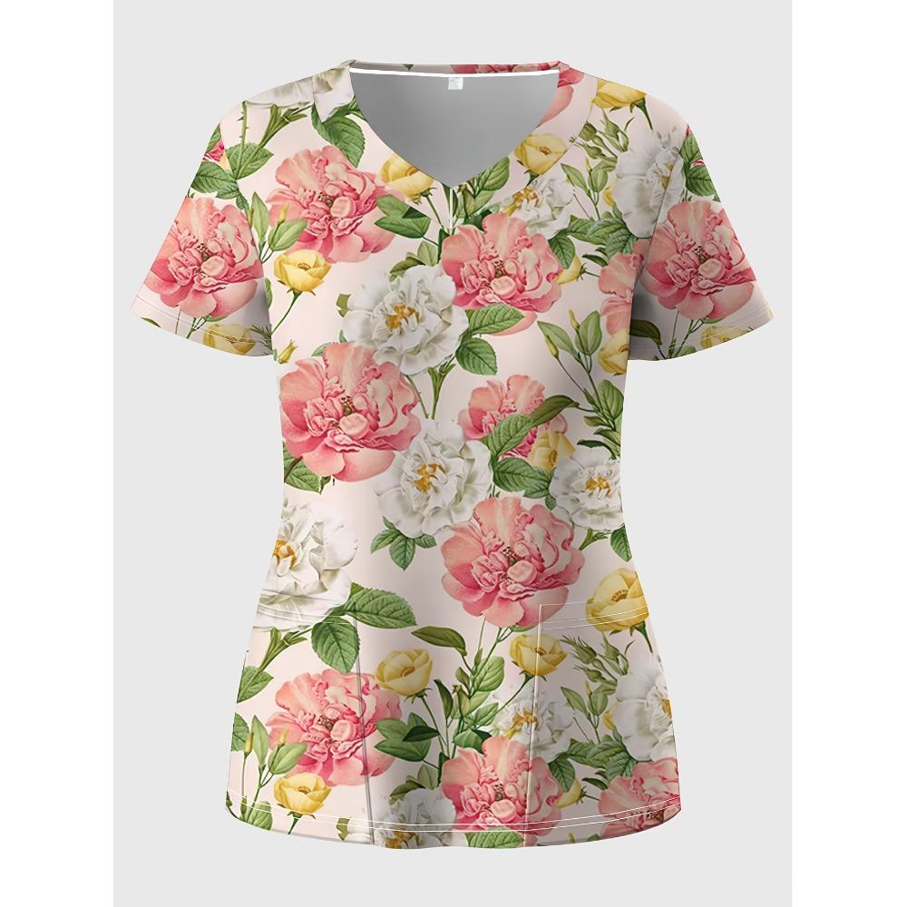 

Hospital Clinical Uniform Woman Dental Scrub Clinical Nursing Short Sleeve Shirt Nurse Work Uniform Top Pediatric Health Clothin S