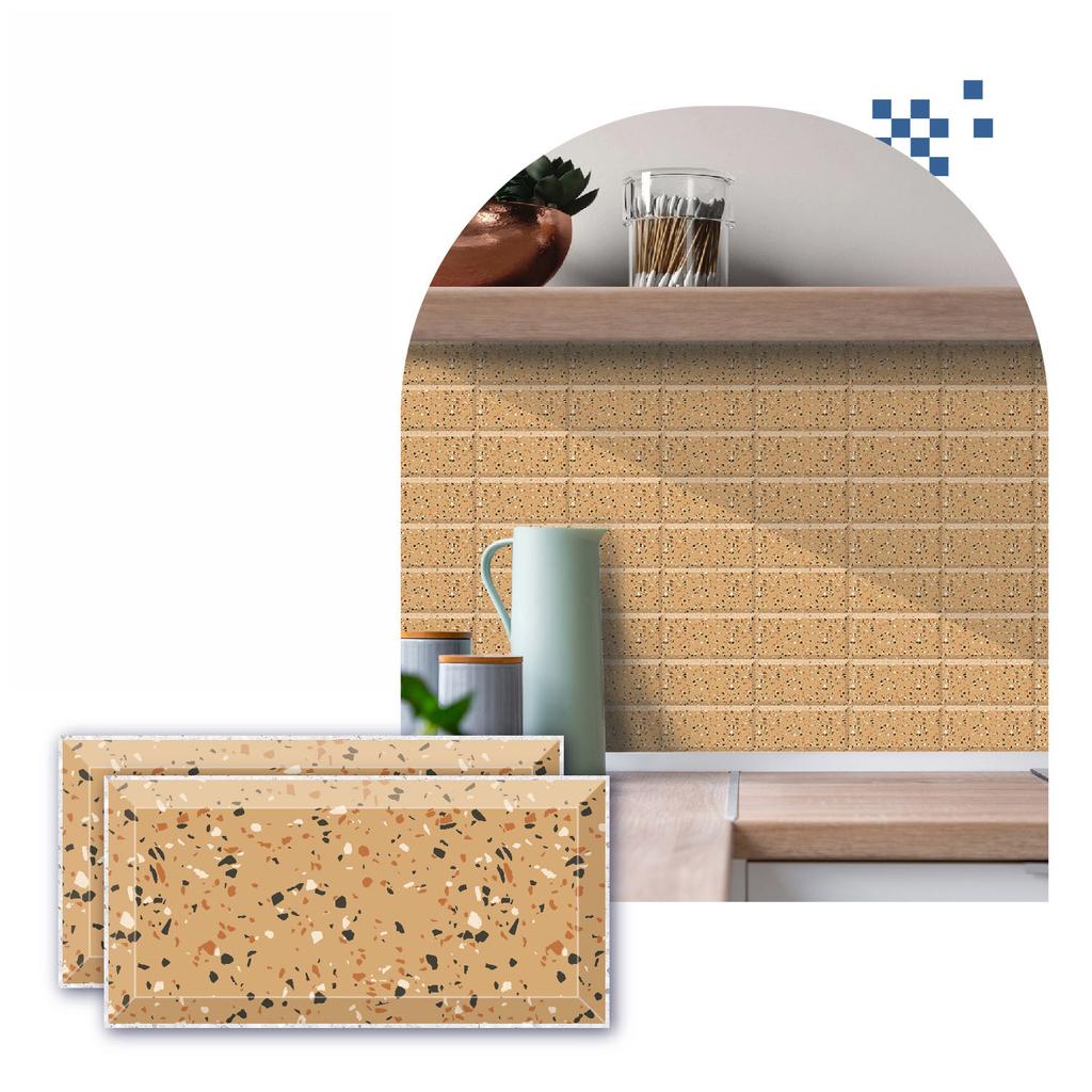 Adesivo per Piastrelle Autoadesivo Impermeabile in PVC 10x20cm Grana Marmo Cristallo Lucido Adesivi da Cucina Decorazione Murale Bagni Adesivo Murale