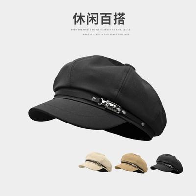 Autumn and Winter Octagonal Hat Female Beret High Value Cap Painter Hat Black Newsboy Hat Male