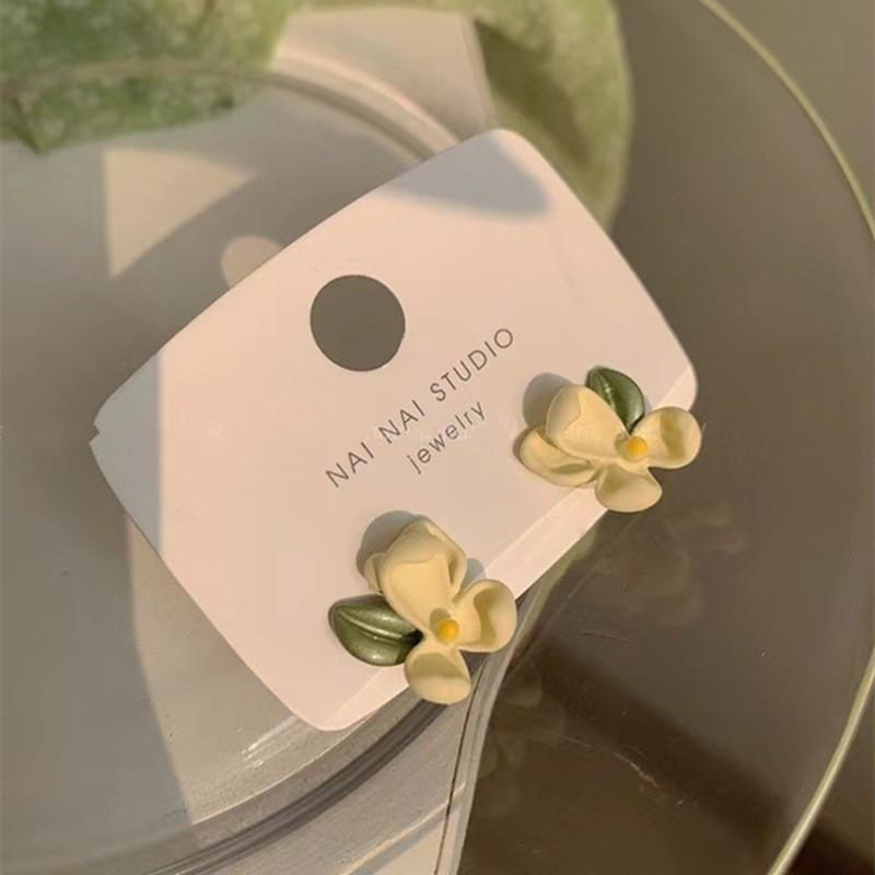 Grüne Gardenienblüten-Ohrringe Super Unsterblich Klein, Frische und Süße Ohrringe für Damen 2024 Neue Ohrringe