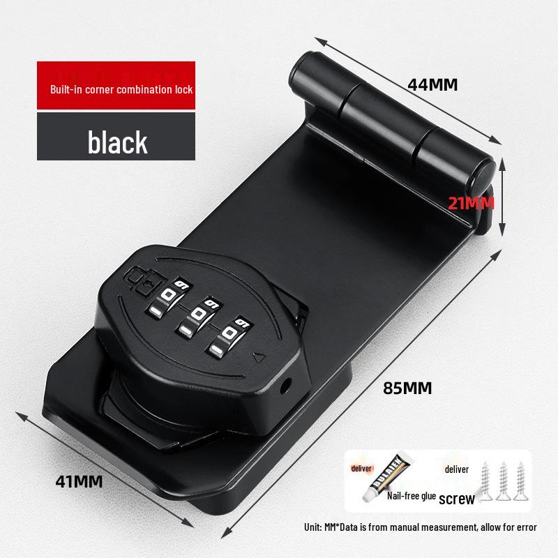 No-Drill Combination Lock for Cabinets, Drawers, and Refrigerators - Anti-Theft Double Door File Latch