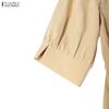 ZANZEA Women Casual Turn Down Collar Solid Color Loose Half Sleeve Dress