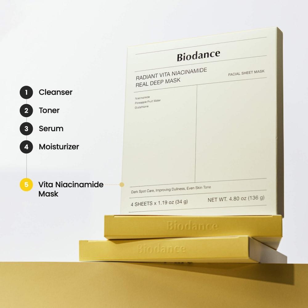 Biodance Radiant Vita Niacinamide Deep Mask   4 Pack For Dull Skin   Dark Spot Care
