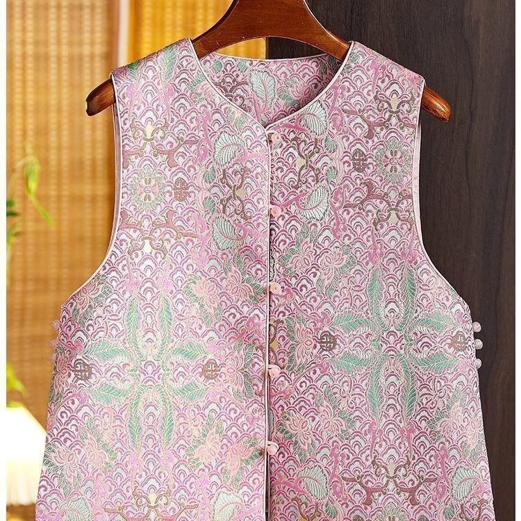 

Женский жаккардовый топ-жилет высокого класса, новинка весны 2025 года, ретро-жилет 3XL (138-75kg recommended)