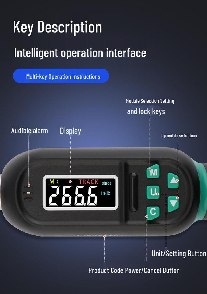 Adjustable High Precision Digital Torque Wrench with Ratchet Head