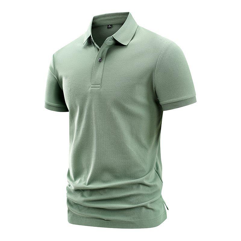 

Summer 2026 Men s Short Sleeve Solid Polo Shirt: Simple Business Casual Lapel T-shirt 2XL оливковий колір