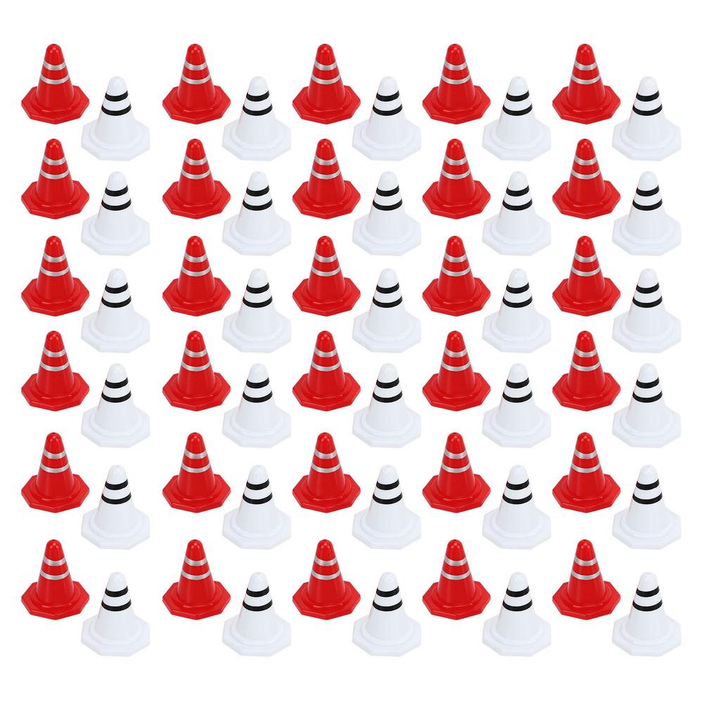 60 Pcs Traffic Cones Toys Red White Mini Traffic Cones Miniature Lifelike Road Block for Soccer Training RC Car Gaming