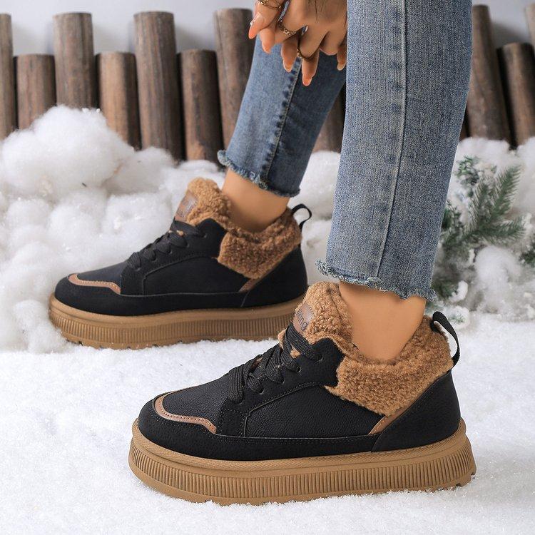 Large size warm snow boots for women's autumn and winter new velvet thickened retro fashion casual sports cotton boots for women