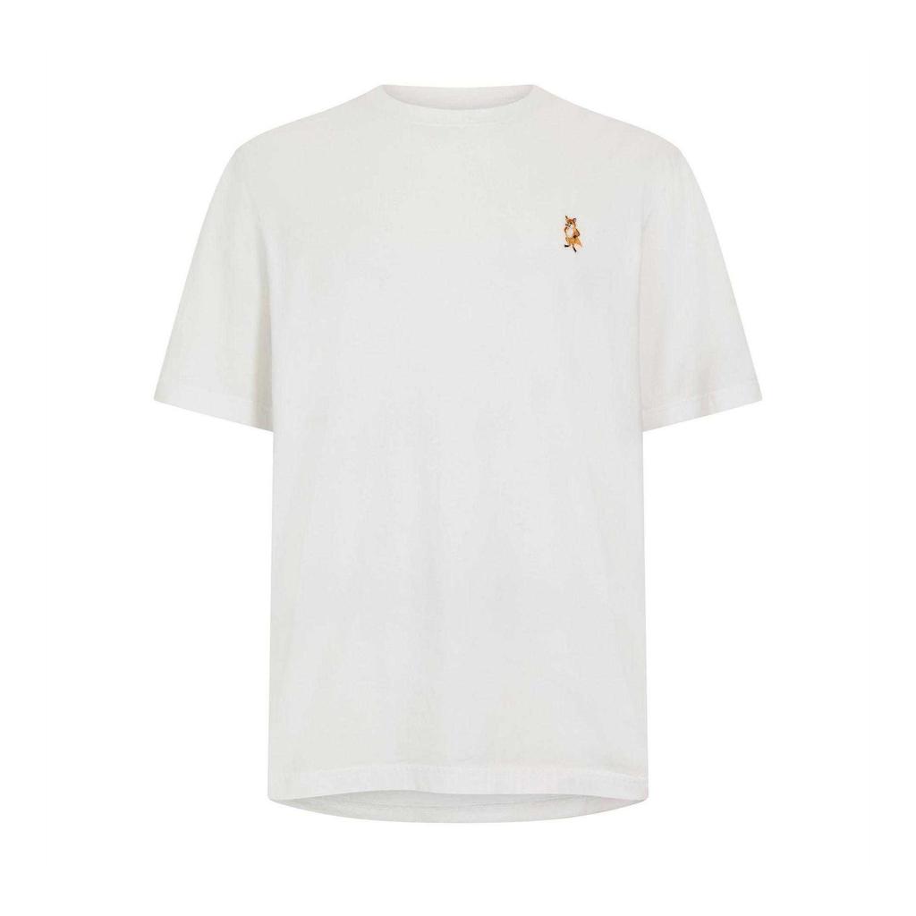 Maison Kitsuné Mens Embroidered Logo Cotton T-Shirt