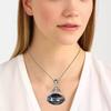 Gray Botswana Agate Gemstone Mother's Day Silver Jewelry Pendant  1.75"