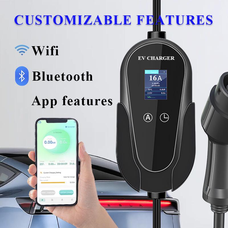 European Standard 3.5kW-7kW Portable EV Charger with AC On-board Charging Gun