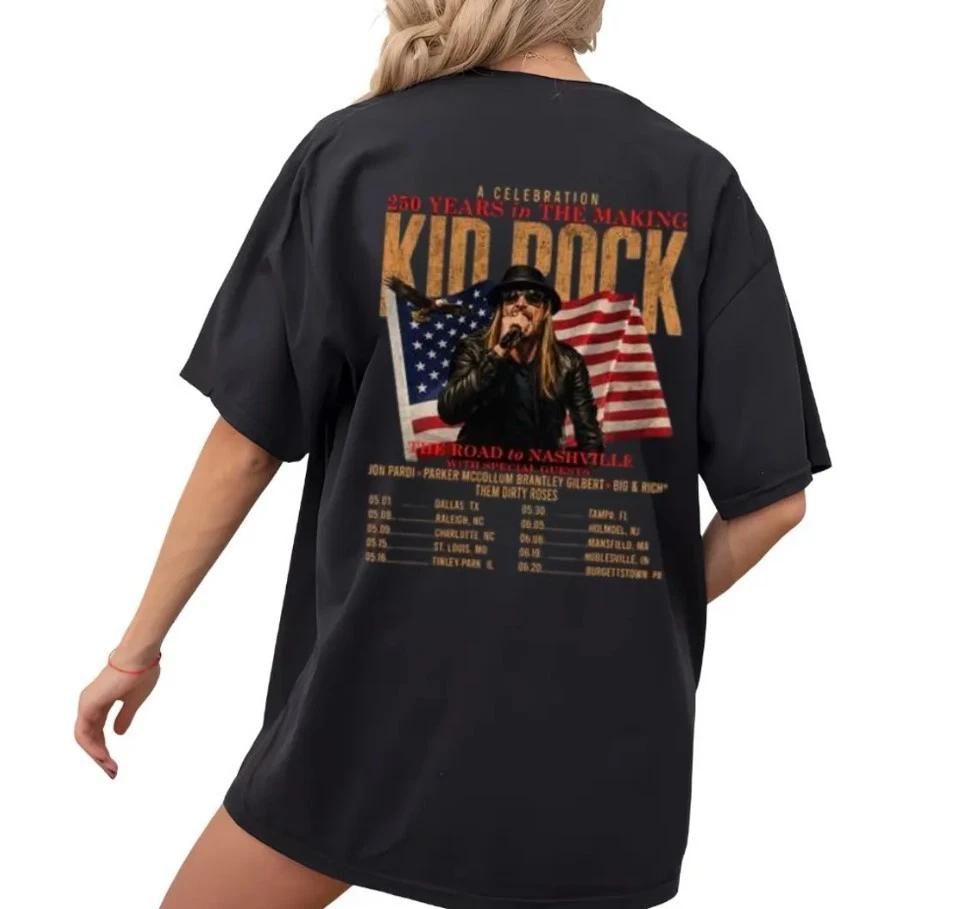 

Kid Rock 250 Years Tour T-Shirt, Nashville Concert Tee, USA Flag Graphic 3XL