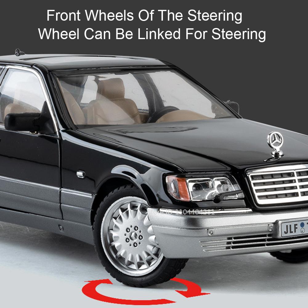 1:24 W140 300sl Toys Alloy Miniature Car Diecast Model Doors Opened Sound Light Pull Abck Rubber Tires Vehice Kid Christmas Gift