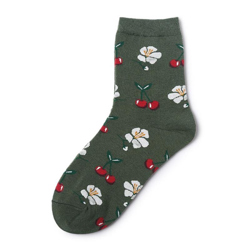 Korea Style Women Socks Cotton Fruit Food Socks Cherry Peach Banana Egg Hamburger  Avocados Socks