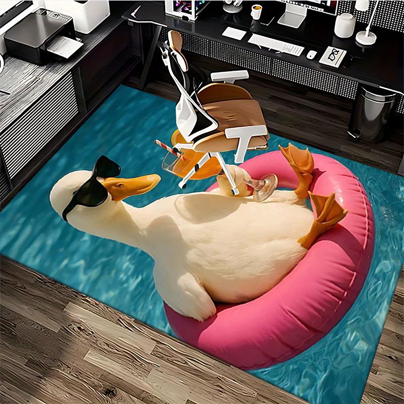 1pc Chic Duck with Sunglasses and Cocktail Chair Mat - Office Desk Pad, Non-Slip Carpet for Home Decor, Suitable for All Seasons, Perfect Gift for Fes