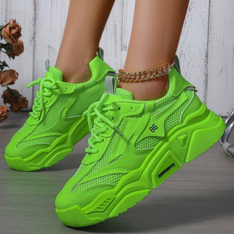 

Весенние женские кроссовки зеленые дышащие сетчатые на платформе массивные кроссовки женская спортивная обувь толстая подошва кроссовки для ходьбы женская обувь 40 зелёный
