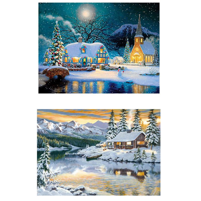 

Полный набор сверл для алмазной живописи, YEESAM ART Cabin River Snow Mountain 5D DIY Diamond Art