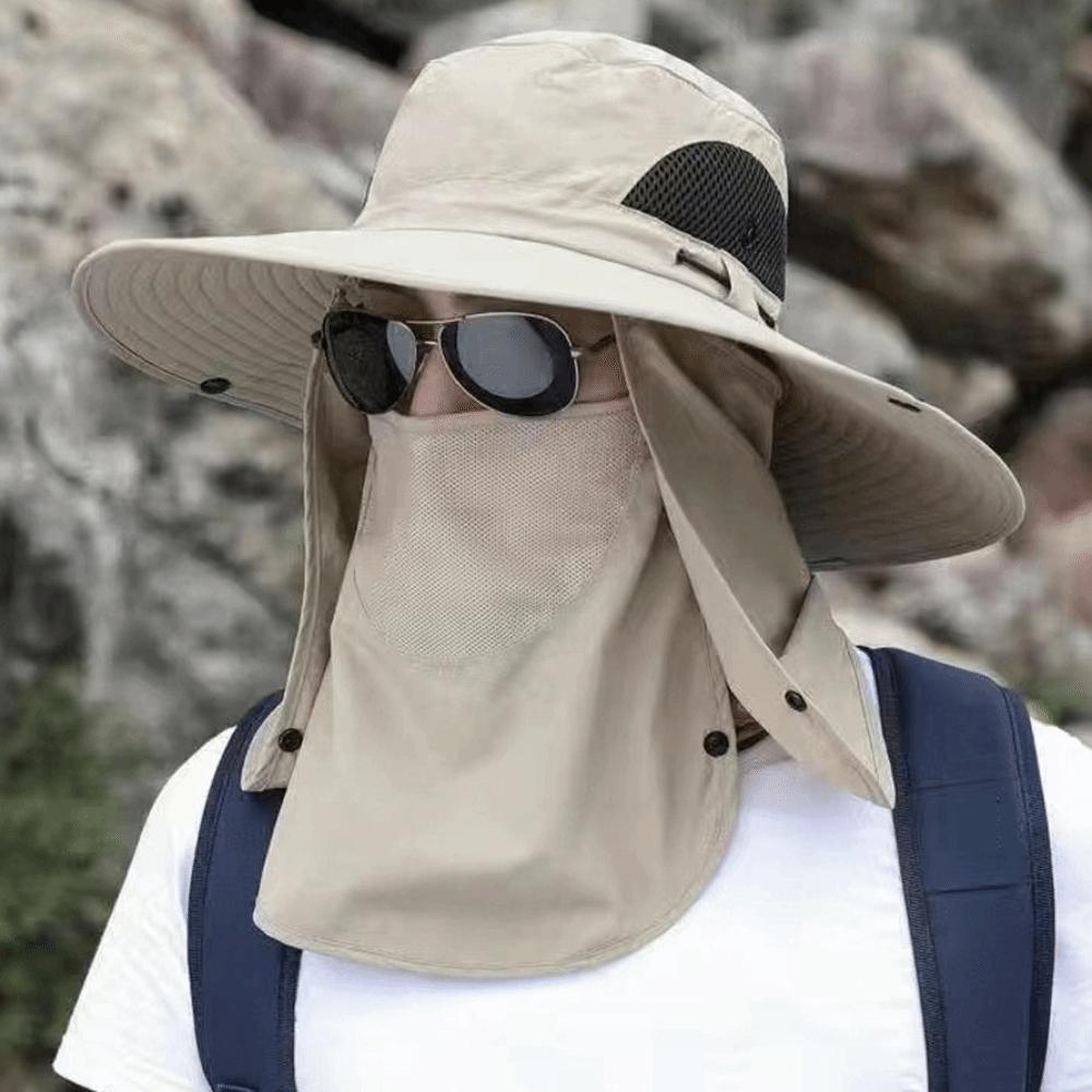 

Cotton Man Sun Hat Neckline Mask Summer Cover Face Cap Foldable Outdoor Fishing Cap Camping бежевый