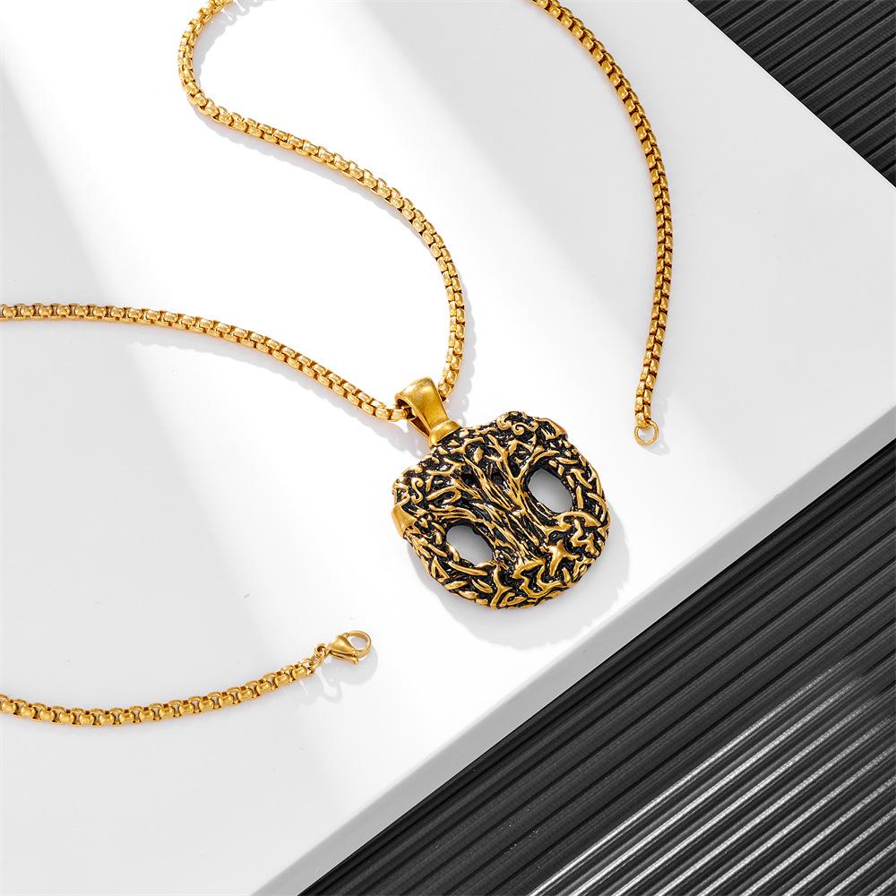 Nordic Viking Versatile Retro Necklace, Men's Tree of Life Hollow Casting Stainless Steel Pendant Necklace