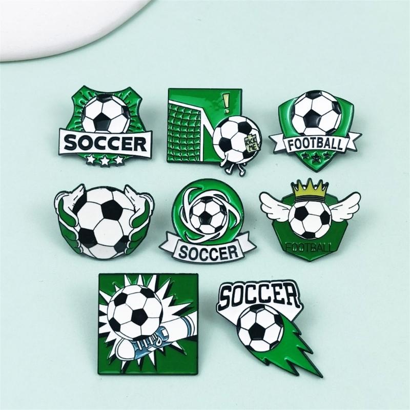 8PCS Elegant Soccer Themed Brooches Zinc Alloy Safety Corsage Pin Souvenir Perfect For Gifting And Event