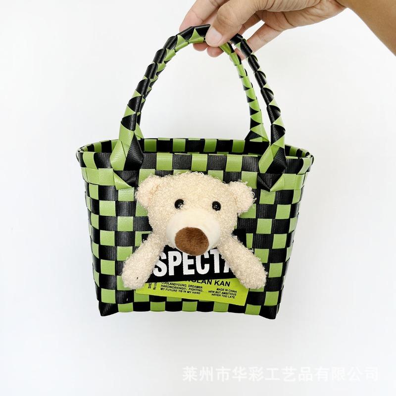 Children's gift woven basket tote basket doll colored plastic woven basket souvenir basket vegetable basket
