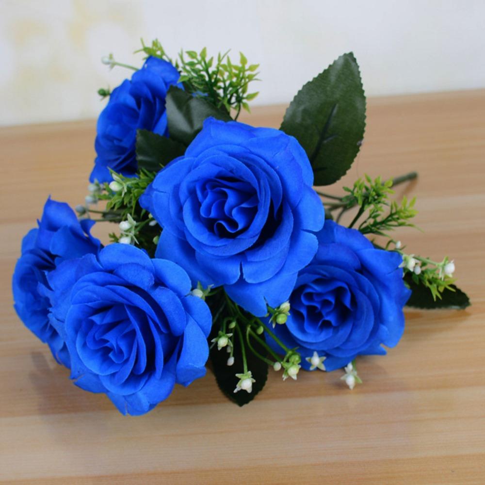 5 Heads Real Happy Flower 7 Colors Mini Natural Simulated Rose Photography Photo Gift Valentine's Day Flowers Home Decorative