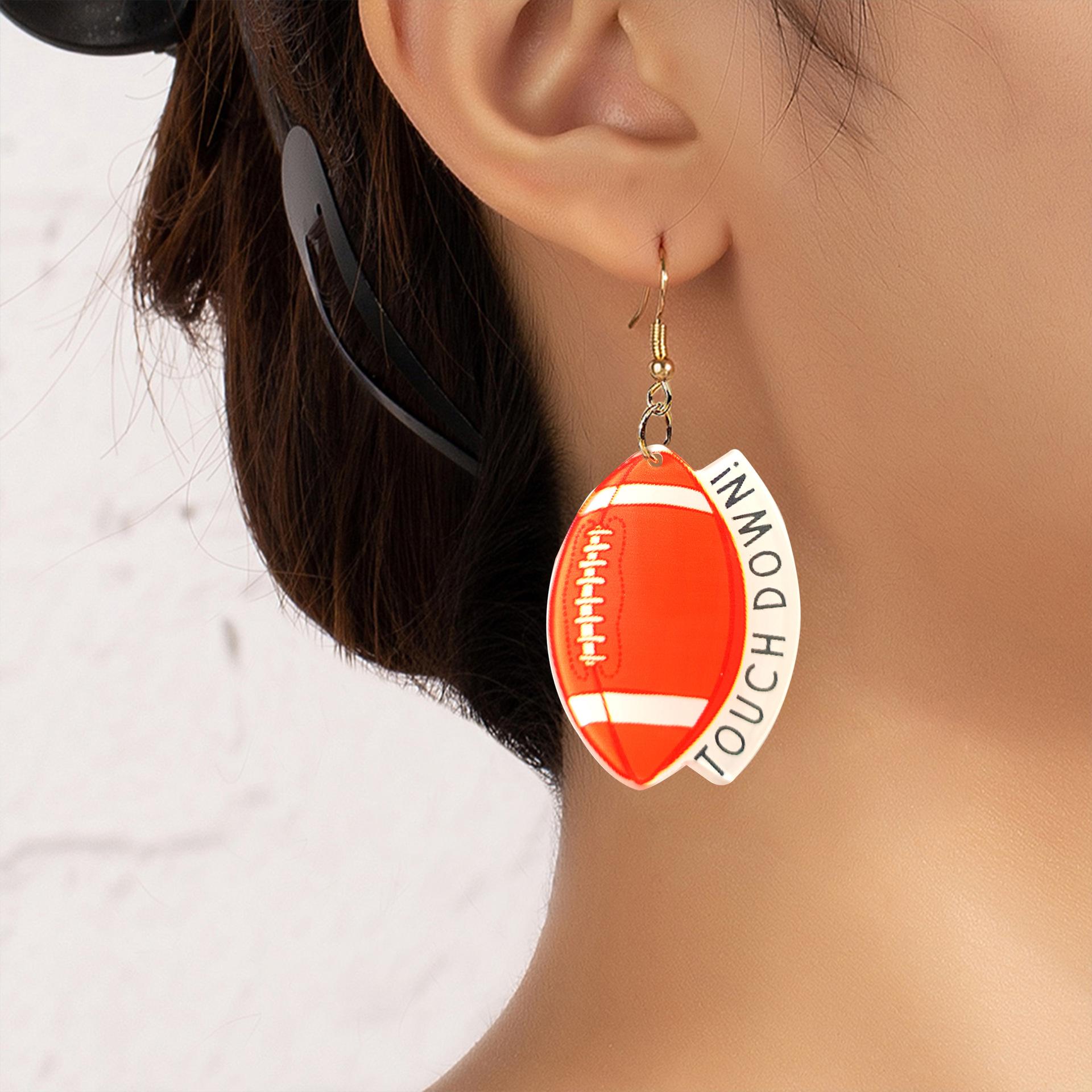 Серьги в стиле регби, серьги, простые модные и креативные нишевые женские серьги, повседневные простые пирог оранжевый