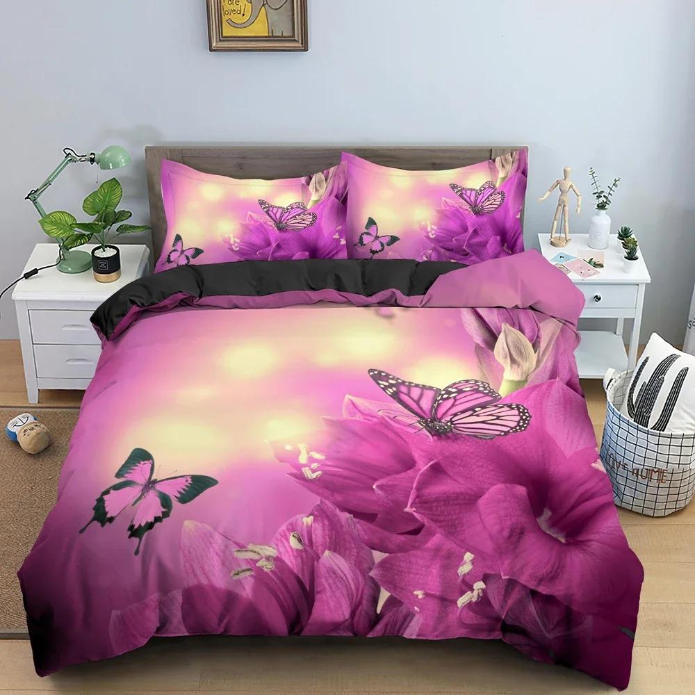 Beautiful Butterfly Duvet Cover Soft Cozy Bedding Set Luxury Microfiber Quilt Cover 3D Printed Bed Clothes King Queen