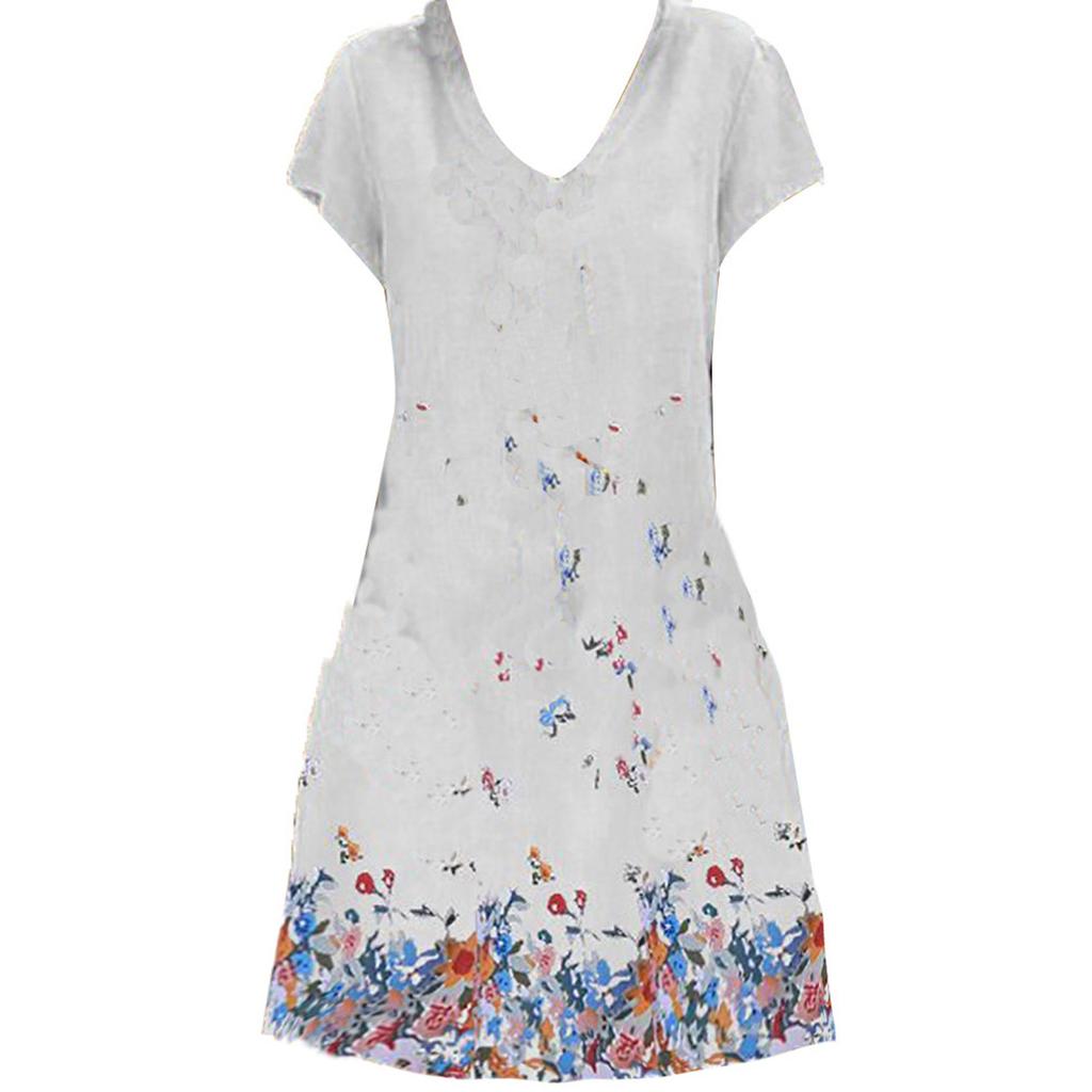 Women Casual Loose Dandelions Dress Fashion Beach Style Temperamental  Dress