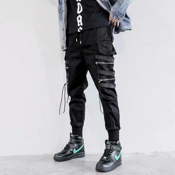 Overalls men's autumn and winter loose trendy brand ruffian handsome ins hip-hop hip-hop wide-leg pants multi-pocket
