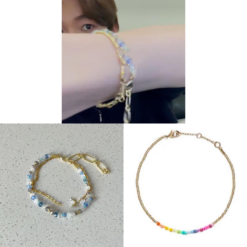 Glass Beaded Double Layer Bracelet For Women With Geometric Design Summer Accessory