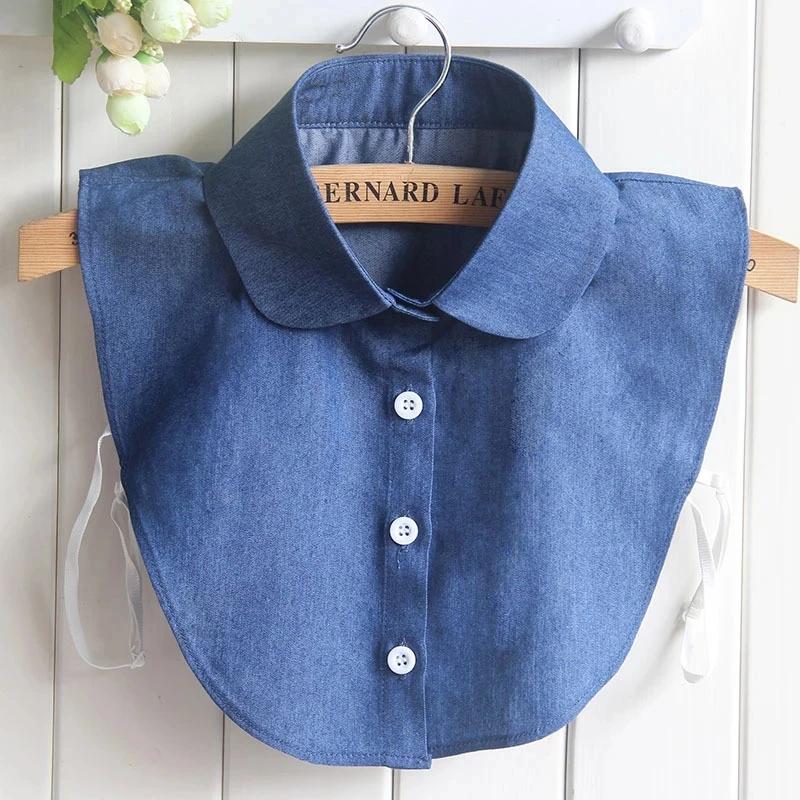 Fashion Denim V Neck Faux Cols Detachable Collar Lace Fake Collars for Women Shirt False Blouse Tie Lapel Shirt Accessories
