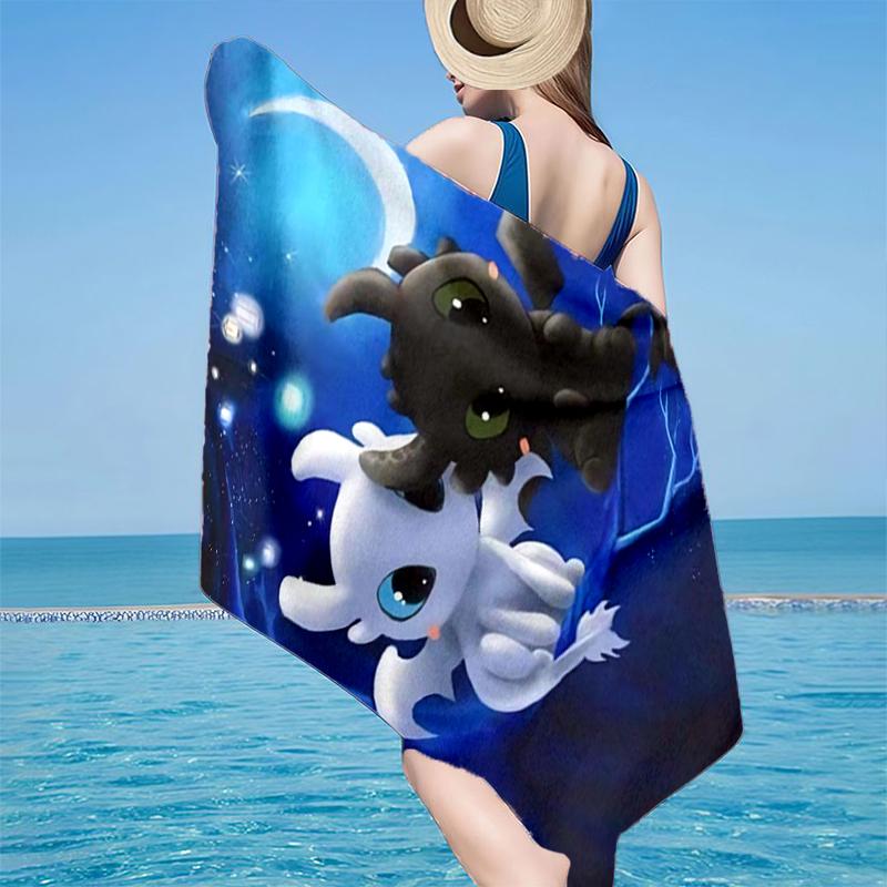 Dragon's Glimmering Fish Beach Towel, Super Soft Microfiber, Gift for Her/Him, Birthday, for Pool, Beach, Travel, Home Decor Fan gifts