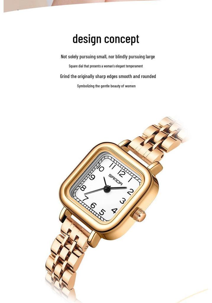 Sanda Women's Fashion Quartz Watch with Leather or Steel Strap - Waterproof and High-End Design.