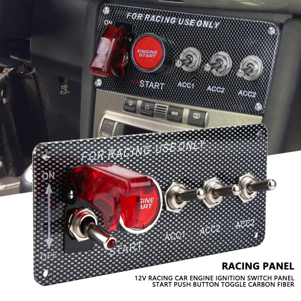 LED Illuminated Racing Ignition Switch Panel Carbon Fiber Car Start Switch 12V racing cars & RV