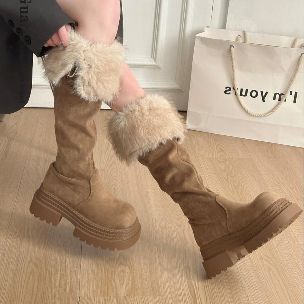 Thick-soled High Snow Boots Women's New Winter Velvet Warm Cotton Shoes Two Wear Thin Knee Boots